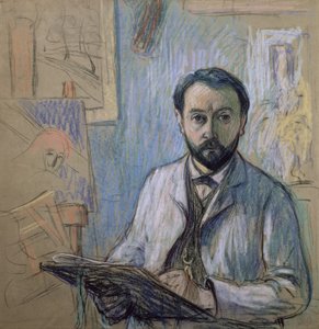 Zelfportret in zijn studio, 1889 (pastel op papier)